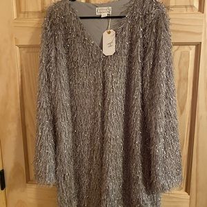Silver Long Sleeve Party Dress